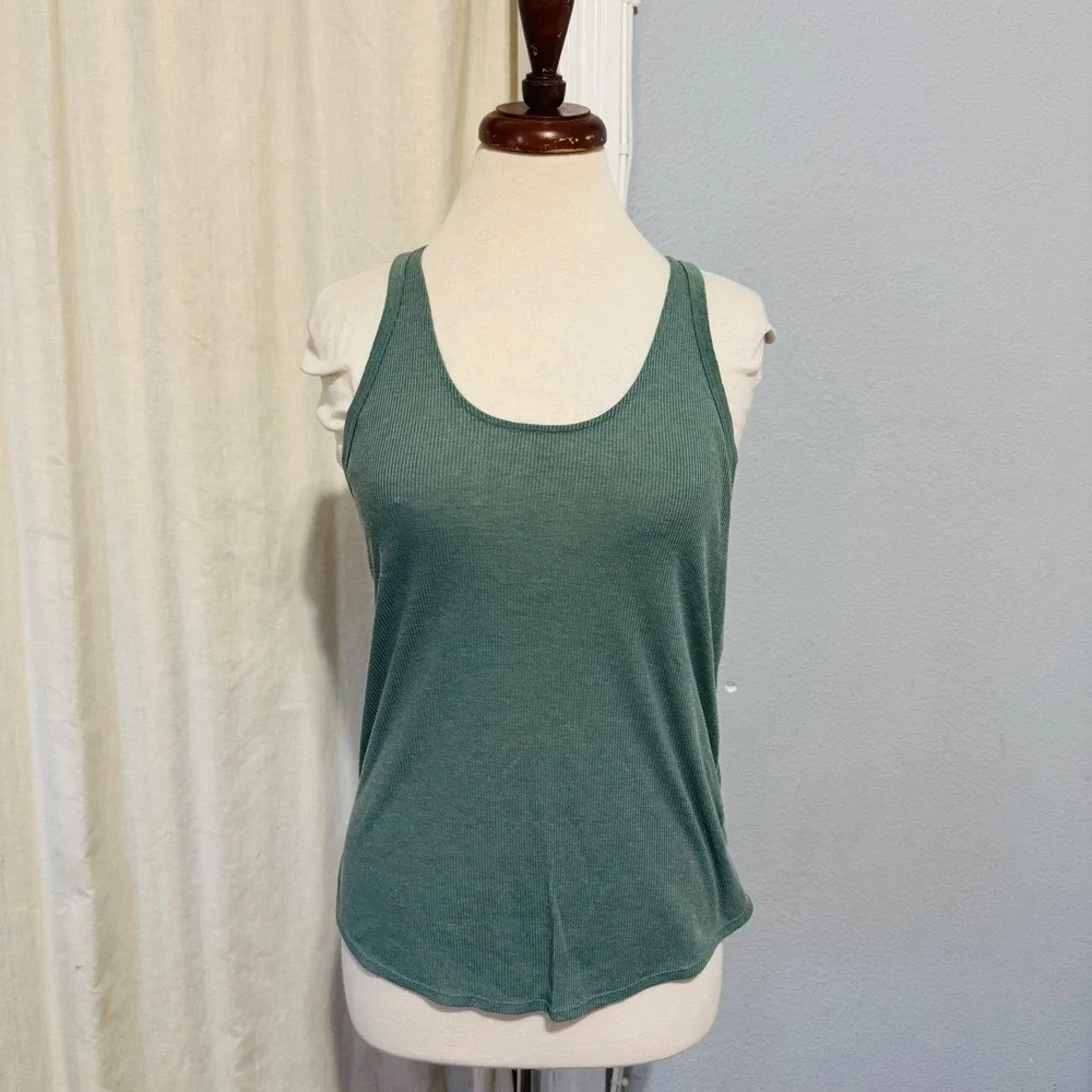 Prana Ribbed‎ Tank Top Racerback Yoga Athletic Green Sleeveless Womens Small